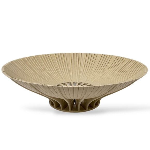 CYRK. DESIGN Radiant Fruit Bowl Beige Tan 10.75" Modern Art Home Decor - Picture 1 of 8